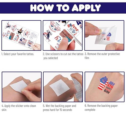 100 PCS 4th of July Temporary Tattoos - Party Favors & Decor