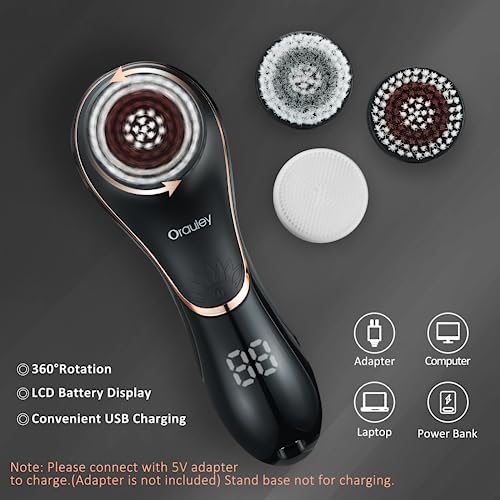 Electric Facial Cleansing Brush with 4 Heads, IPX7 Waterproof Exfoliator