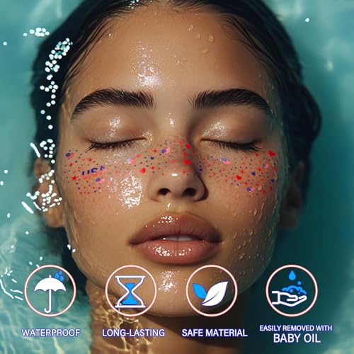 20 Pcs Patriotic Glitter Face Tattoos - 4th of July