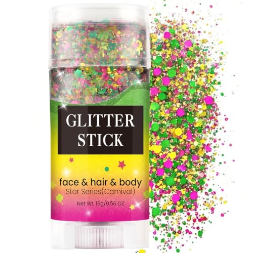 Glitter Hair Gel Stick - Red Gold Green Festival Makeup