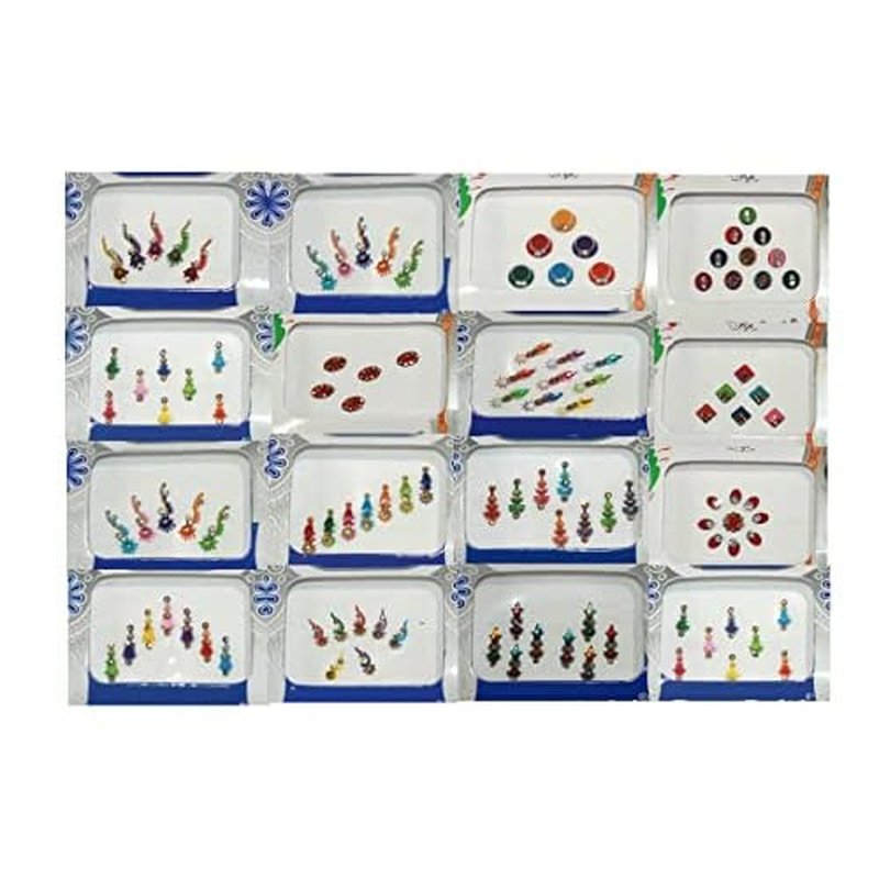 12pc Multiclored Forehead Indian Reusable Bindi Multicolored Bindi with Crystals | Bridal Forehead Decor | Belly Decor | Temporary Tattoo | Body Art | Jewel Decor | Crafts Stickers