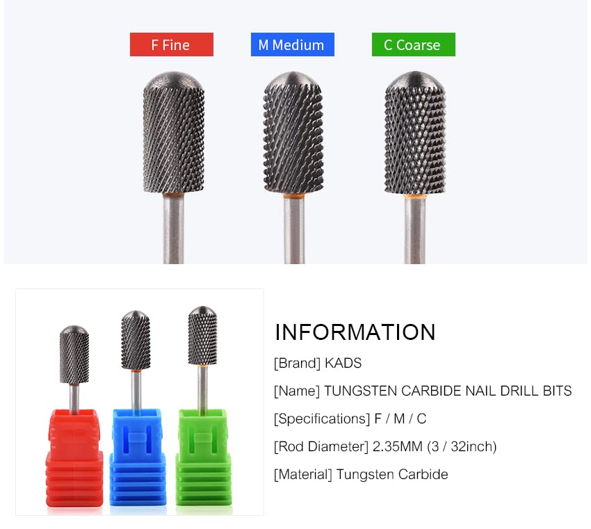 Rolabling Round Head Alloy Nail Drill Bit Manicure Drilling for Nail Gel Polish Removal Nail Accessories Tool (Medium)