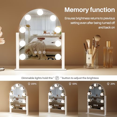 ZL ZELing Makeup Mirror with Lights, Vanity Mirror with Lights, Lighted Makeup Mirror, 3 Color Modes, Dimmable Light,360¡Æ Rotation