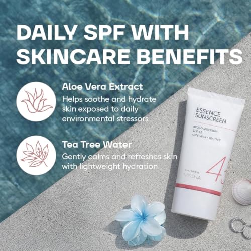 MISSHA All Around Essence Sunscreen SPF 43 No White Cast for Face & Body 1.69 oz