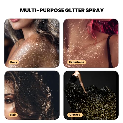 Body Glitter Spray - Holographic Gold Shimmer for Hair & Skin