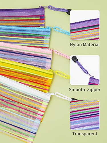 JARLINK Zipper Mesh Pouch 40 Pack | 10 Colors Pencil Case