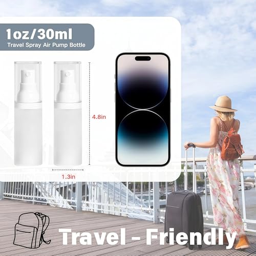 360° Fine Mist Travel Spray Bottles - 1oz Pack of 2, TSA Approved