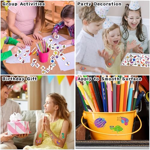 Partywind 204 Glitter Temporary Tattoos for Kids Party Favors