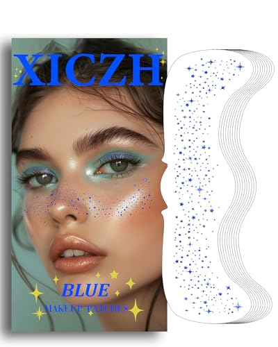 Blue Face Glitter Patches – Festival Rave Makeup Tattoos