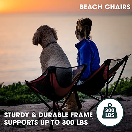 CLIQ Portable Chair - Lightweight Folding Chair for Camping - Supports 300 Lbs - Perfect for Outdoor Adventures - Red Chair