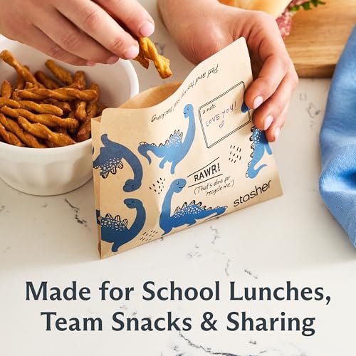 Stasher Recyclable Sealable Paper Snack Bags for Kids Lunch, 50 ct,