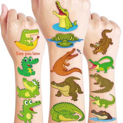 96 Piece Alligator Temporary Tattoos for Kids | Jungle Party Favors