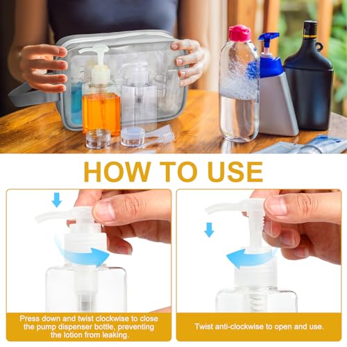 Domensi 24 Pack Clear 3.4 oz Travel Pump Bottles - Refillable Toiletry Containers
