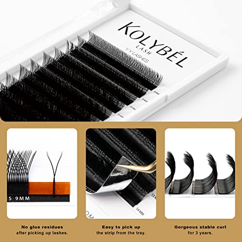 KOLYBEL Easy Fan Eyelash Extensions 0.05 Thickness D Curl 15-20mm Mix + YY Lash Extensions 0.07 Thickness C Curl 8-15mm Mix