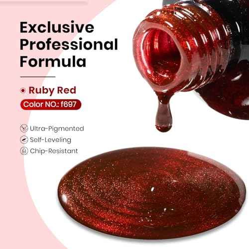 beetles Gel Polish Ruby Red Cat Eye Gel Nail Polish - 15ML Christmas Red Cat Eye Glitter Gel Polish Magnetic Shimmer Effect Soak Off UV French Nail Art Design Salon DIY Manicure Gifts for Wome
