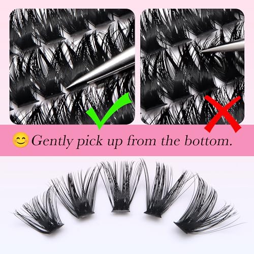 Sultrya 80D Eyelash Extensions Clusters - 240pcs 9-16mm