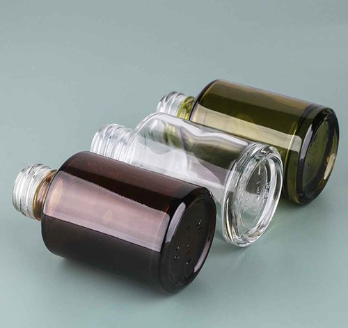 2 Pcs 60ml 2oz Glass Travel Bottles Leakproof Liquid Foundation Bottle Lotion Pump Bottles Lotion Dispenser Soap Dispenser Cosmetics Containers Jar with Black Pump(Wine Red and Green)