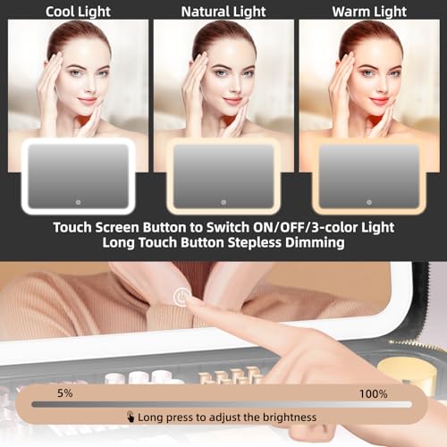 15x11 Large Makeup Bag with LED Mirror & Detachable Dividers