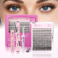 Lash Clusters Kit, DIY Cluster Eyelash Extensions 10?18mm, 168pcs Fluffy D Curl Natural Lashes with Lash Bond and Seal, Lash Tweezers, Remover?Natural Fake Cat Eye Individual Manga Clusters£¨MIX2-1-L£©