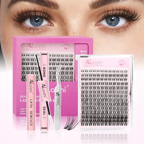 Lash Clusters Kit, DIY Cluster Eyelash Extensions 10?18mm, 168pcs Fluffy D Curl Natural Lashes with Lash Bond and Seal, Lash Tweezers, Remover?Natural Fake Cat Eye Individual Manga Clusters£¨MIX2-1-L£©