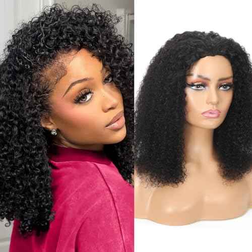 Jerry Curly 3 In 1 Half Wig Human Hair Elastic Drawstring Wear Go Glueless Curly Human Hair Half Wigs Friendly To Beginners 200% Density Natural Hairline Flip Over Wig 26Inch