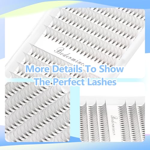 Short Stem Nature Long 10D Premade Fans Dramatic Volume Eye Lashes Extensions Thickness 0.07mm D Curl Soft and Light Weight Individual False Eyelashes Cluster (16mm)