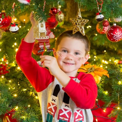 Christmas Temporary Tattoos, 12 Sheets Waterproof Glitter Face Stickers