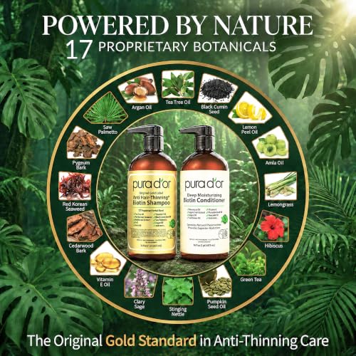 PURA D'OR Anti-Thinning Biotin Shampoo & Conditioner Set, 16oz x2