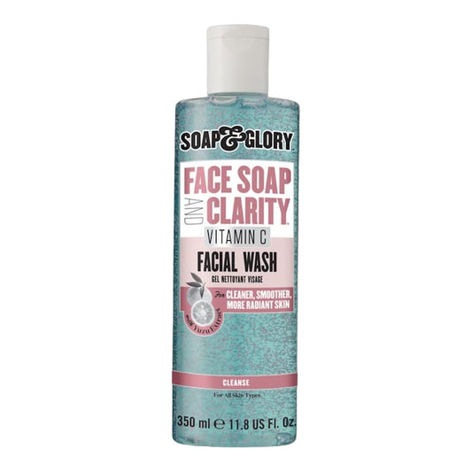 Soap & Glory Face Soap and Clarity Vitamin C Face Wash - 3-in-1 Exfoliating & Hydrating Facial Cleanser - Gently Removes Makeup While Unclogging Pores - Suitable For All Skin Types (350ml)