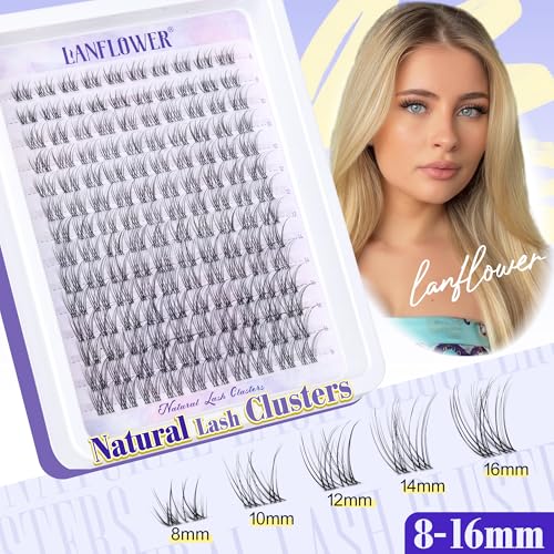 Natural Lash Clusters Clear Band Eyelash Clusters Wispy Individual Lashes C Curved Cluster Eyelash Extensions Invisible Band Cluster Lashes by Lanflower