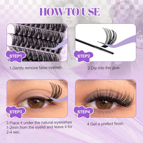 Lash Clusters 60D 300PCS Volume Cluter Eyalshes 9-16mm Wispy Eyelash Clusters Lashes D Curl DIY Lash Exyension Soft Individual Lashes Clusters By WENDY LASHES