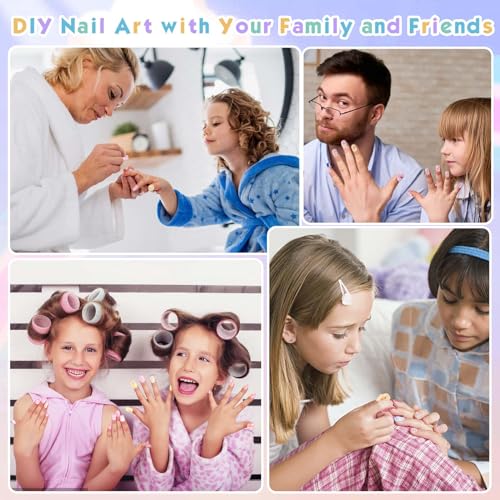 Shynek Kids Press On Nails Set - 168 Pcs Assorted Colors & Designs