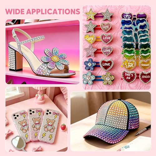 EBANKU 40000Pcs 3mm Flatback Rhinestones Kit, 40 Colors AB Gems
