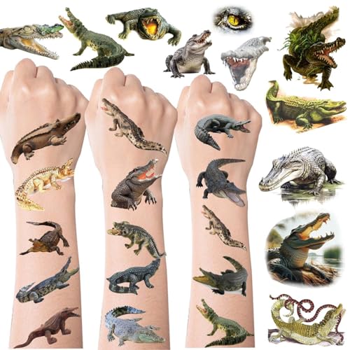 144-Piece Alligator Temporary Tattoos - Realistic Reptile Party Favors