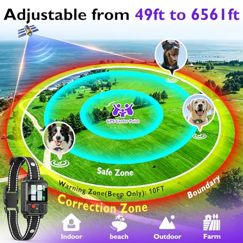 GPS Wireless Dog Fence System with Adjustable Range up to 6561ft