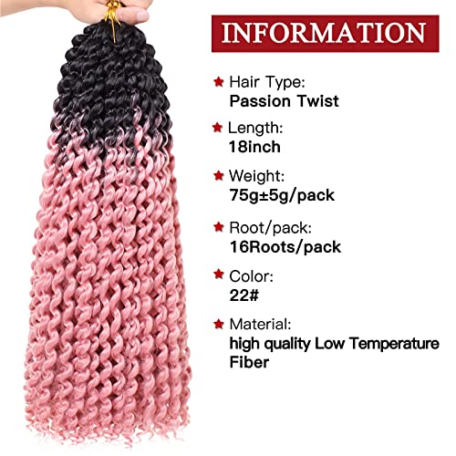 Xtrend 18 Inch Ombre Pink Passion Twist Hair Water Wave Crochet Braiding Hair 2 Packs Butterfly Locs Crochet Hair Synthetic Hair Extensions Crochet Braids hair