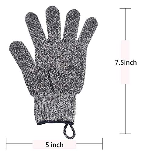 Bamboo Charcoal Exfoliating Shower Gloves | Body Scrub Pair