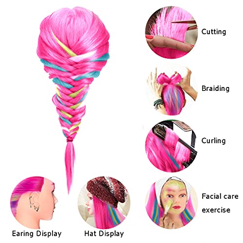 FABA Mannequin Head with Colorful Hair 26-28" | Braiding Practice Head