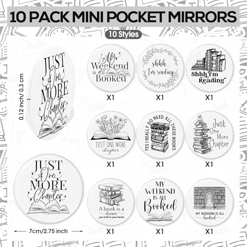 Paterr 20 Pcs Book Lover Gifts for Women Inspirational Canvas Makeup Bag with Zipper and Mini Compact Mirrors Thank You Gift for Book Club Reading Student Teacher Librarian Writer