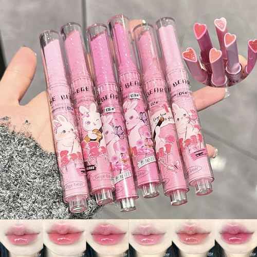 6 Colors Cute Jelly Lipstick Set, Shine Hydrating Lip Gloss, Moisturizing Tinted Lip Balm, Smooth Nourishing Lip Care Lip Tint with Gift Box