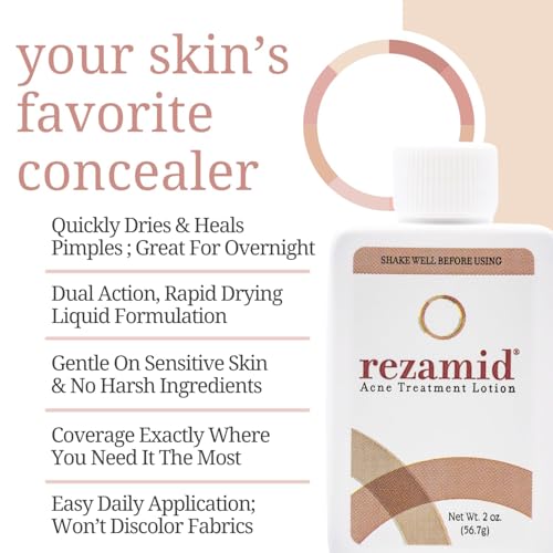 Acne Spot Treatment Lotion For Pimples - Skin Clearing Blemish Concealer For Oily Skin With 5% Sulfur & 2% Resorcinol - Sensitive Skin Makeup - Skin Tone Matching Foundation - 2oz