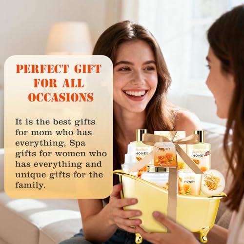 Honey Almond Bath Gift Set for Women & Men - 8pc Spa Kit