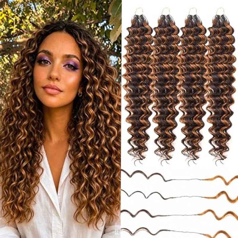 18 Inch Deep Wave Feather Crochet Hair - 100 Strands for Black Women