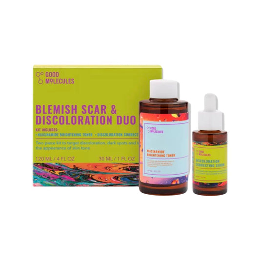 Good Molecules Blemish Scar & Discoloration Duo - Niacinamide Brightening Toner (120 ml/4 oz) and Discoloration Correcting Serum (30 ml/ 1 oz) - (Set of 2)