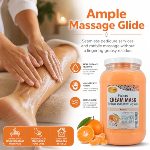 SPA REDI Mandarin Body & Foot Cream Mask - Hydrating Pedicure Treatment, 128 oz