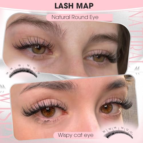 Goddvenus Wispy Natural Lash Clusters 12-14-16mm H-Wispy Mascara Like DIY Eyelash Extensions