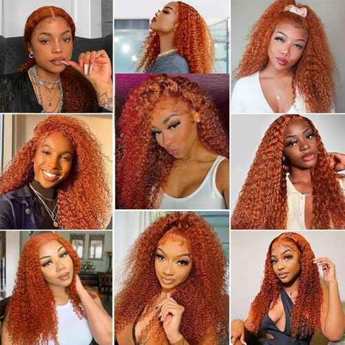 Dark Orange Human Hair Color 350 Bundles Ginger Deep Wave Bundles Brazilian Virgin Remy Hair Extensions Double Weft Ginger Orange Deep Wave Human Hair Weave 14 16 18 Inch