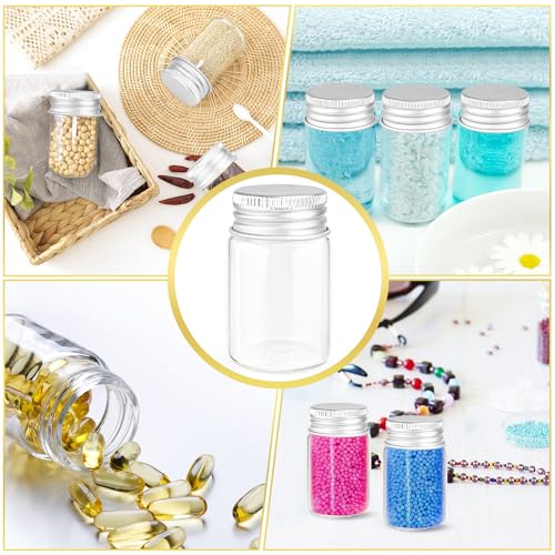 20ml Clear Glass Essential Oil Bottles - 50 Pack with Aluminum Lids