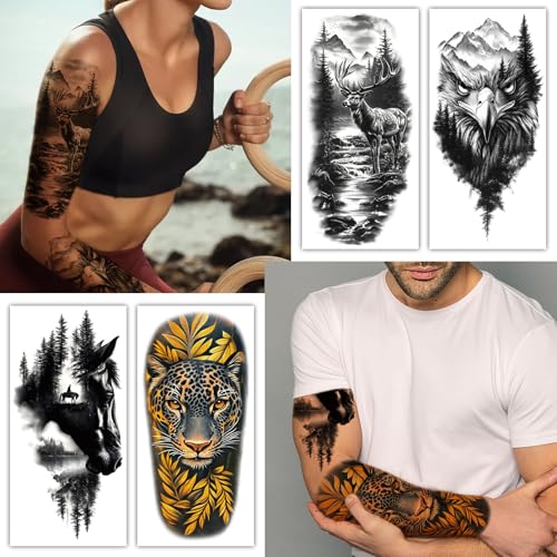 77 Sheets Temporary Tattoo Stickers - Animals & Skulls