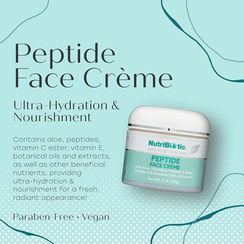 NutriBiotic ? Peptide Face Creme with GSE, 2 Oz | Ultra-Hydrating | Collagen Synthesis Support | with Botanical Extracts & Oils & Vitamin E | Natural Fragrance & Paraben Free (Pack of 2)